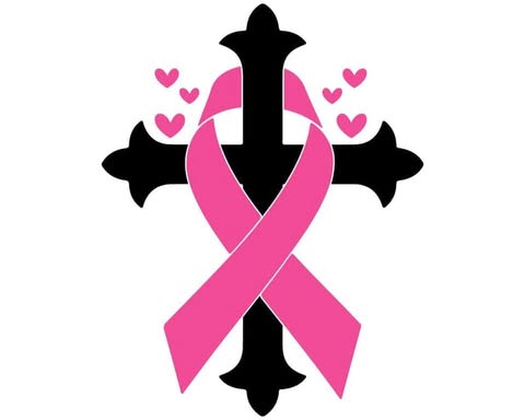 Cross & Pink Ribbon Breast Cancer Awareness Glass Stud Earrings