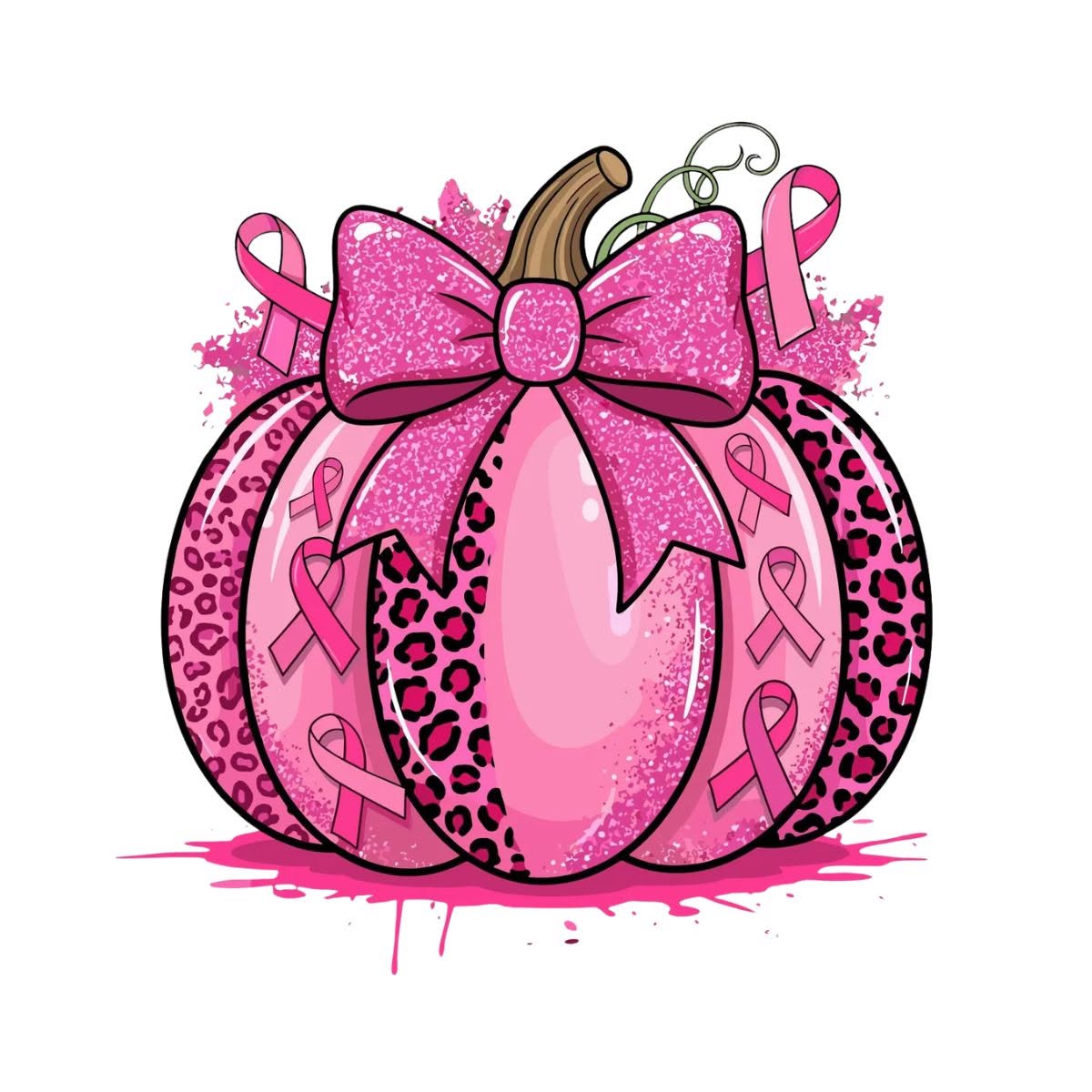 Pink Leopard Breast Cancer Awareness Pumpkin Stud Earrings