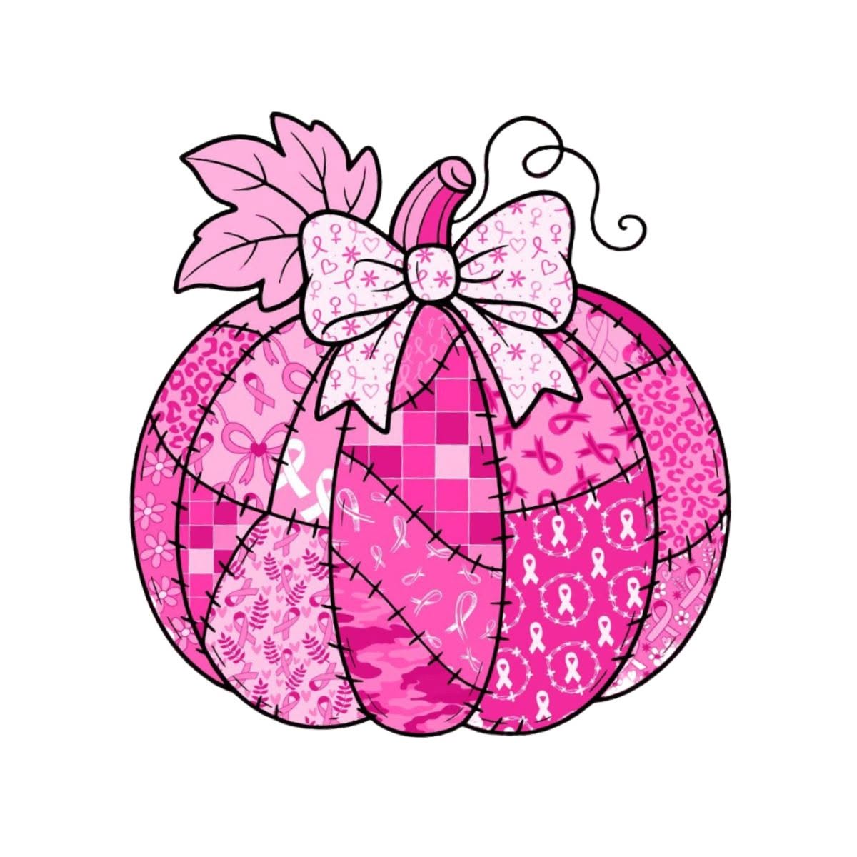 Pink Patchwork Breast Cancer Awareness Pumpkin Glass Stud Earrings