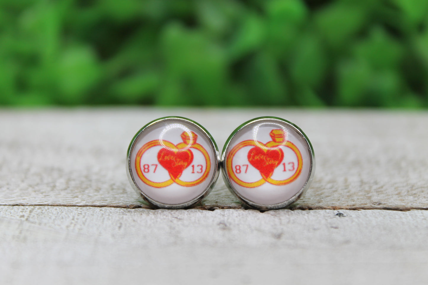 87 13 Engagement 12mm Glass Stud Earrings