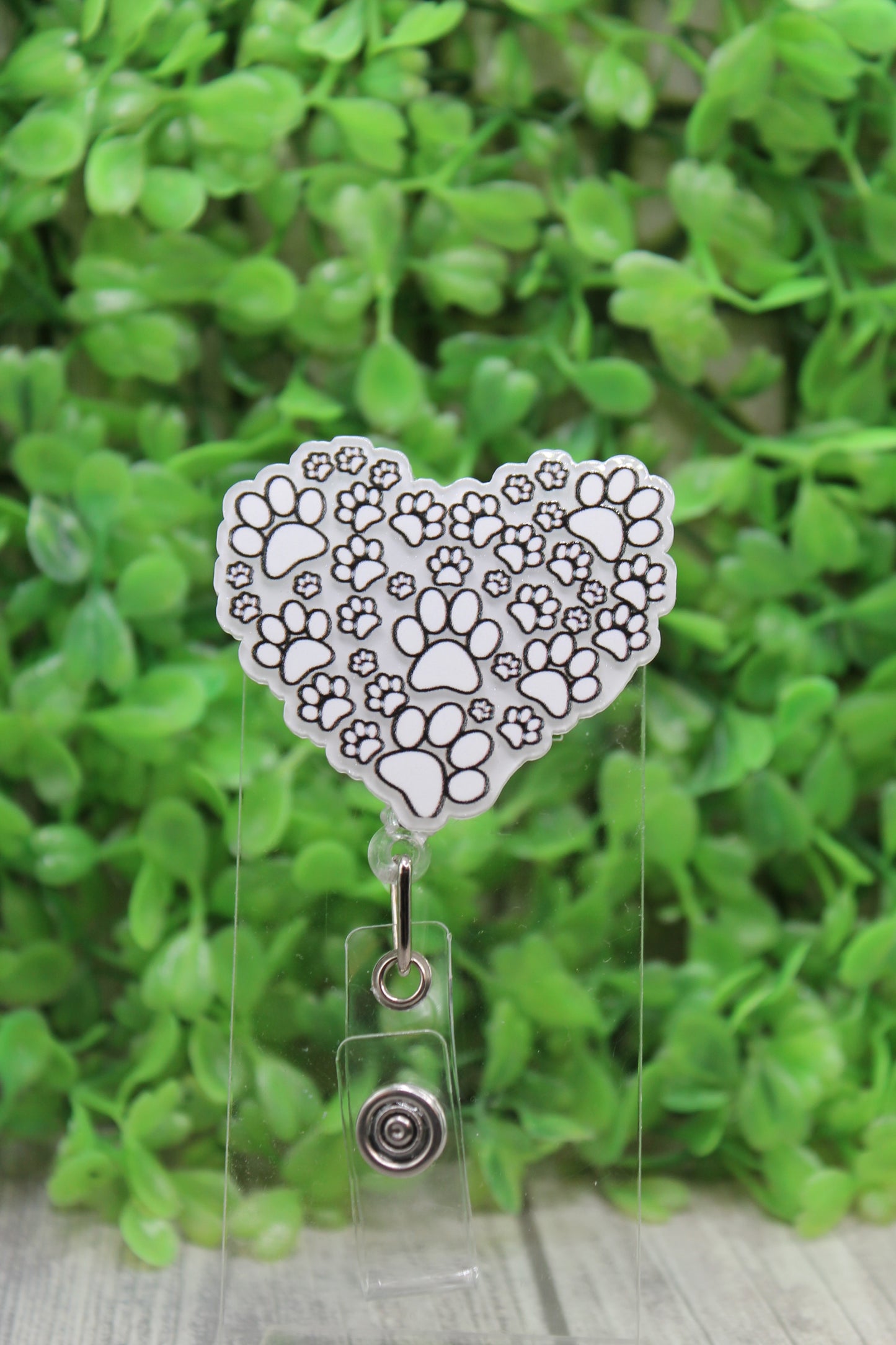 Paw Print Heart Badge/ID Holder Reel