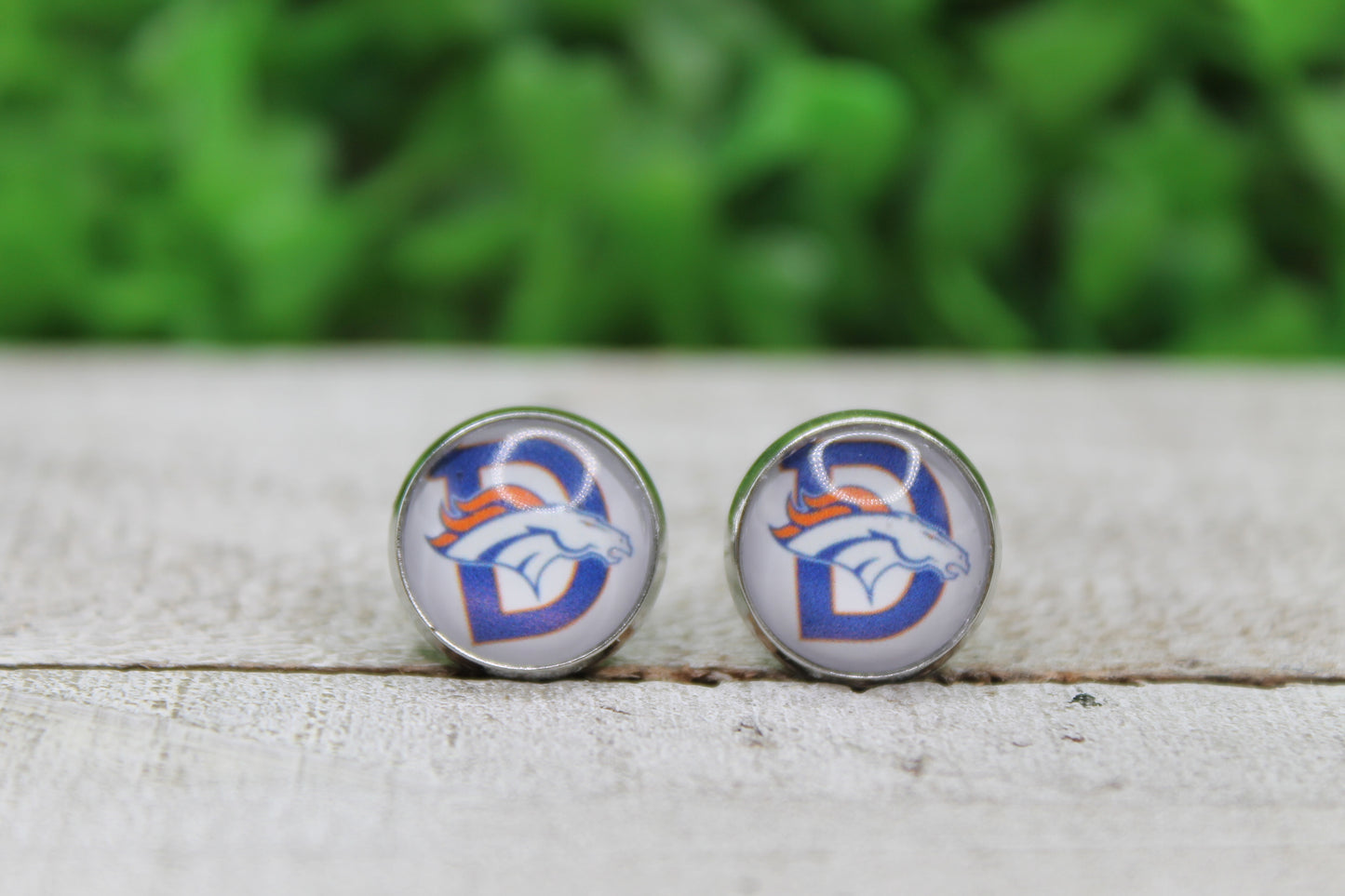 Denver Broncos Football Glass Stud Earrings