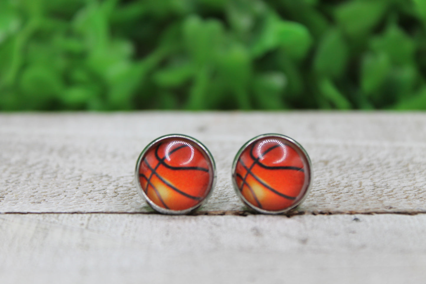 Basketball Glass Stud Earrings