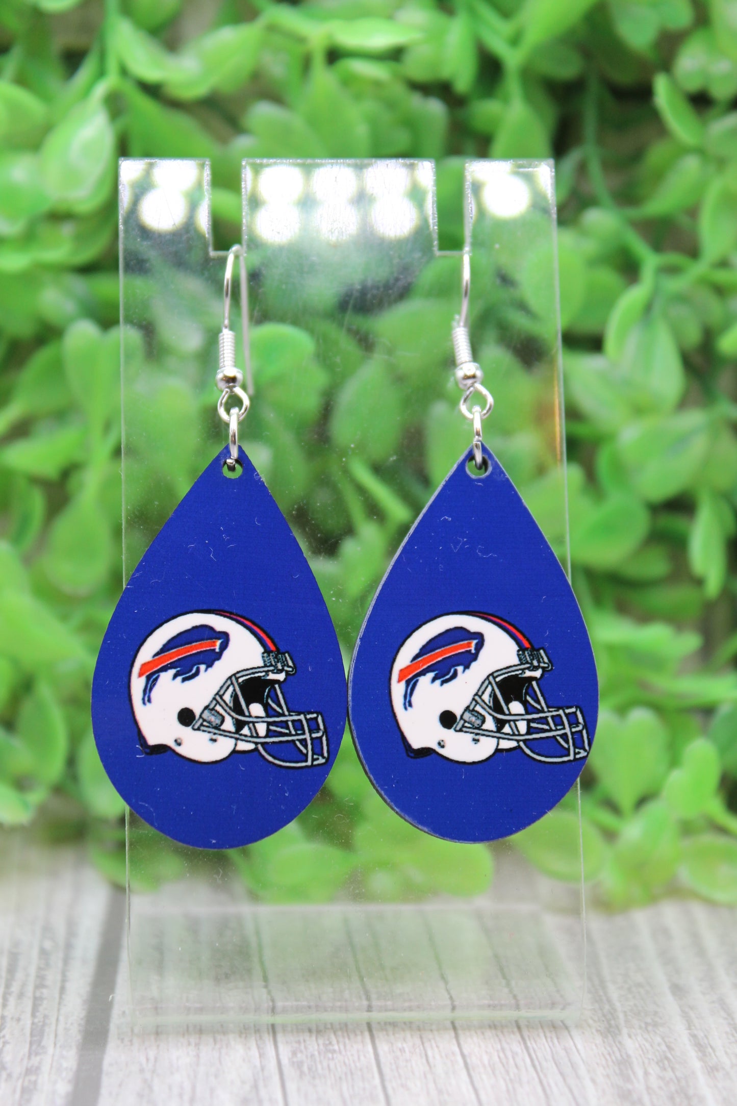 Bills Football Helmet Teardrop Dangle Earrings