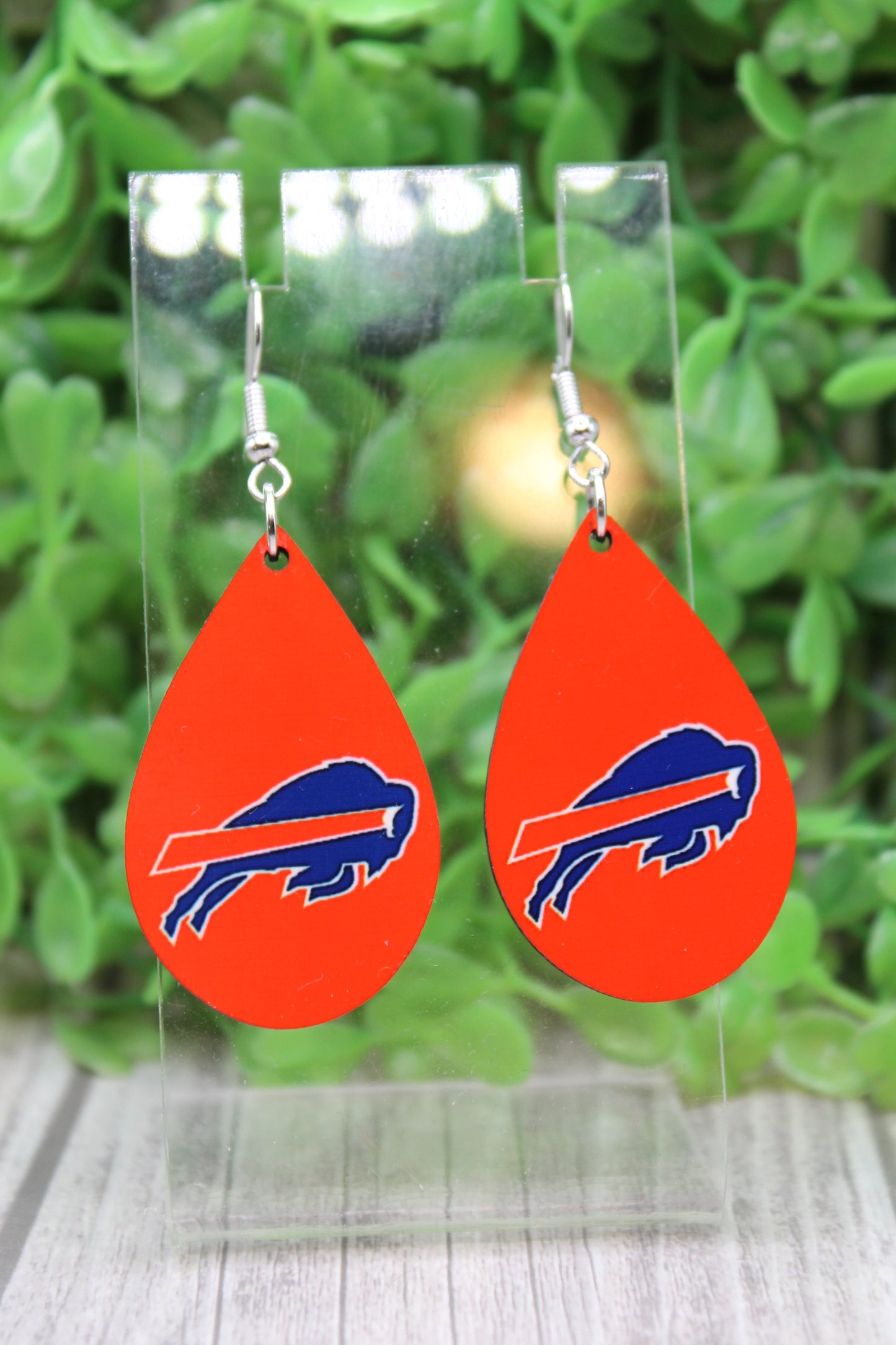 Bills Football on Red Teardrop Dangle Earrings