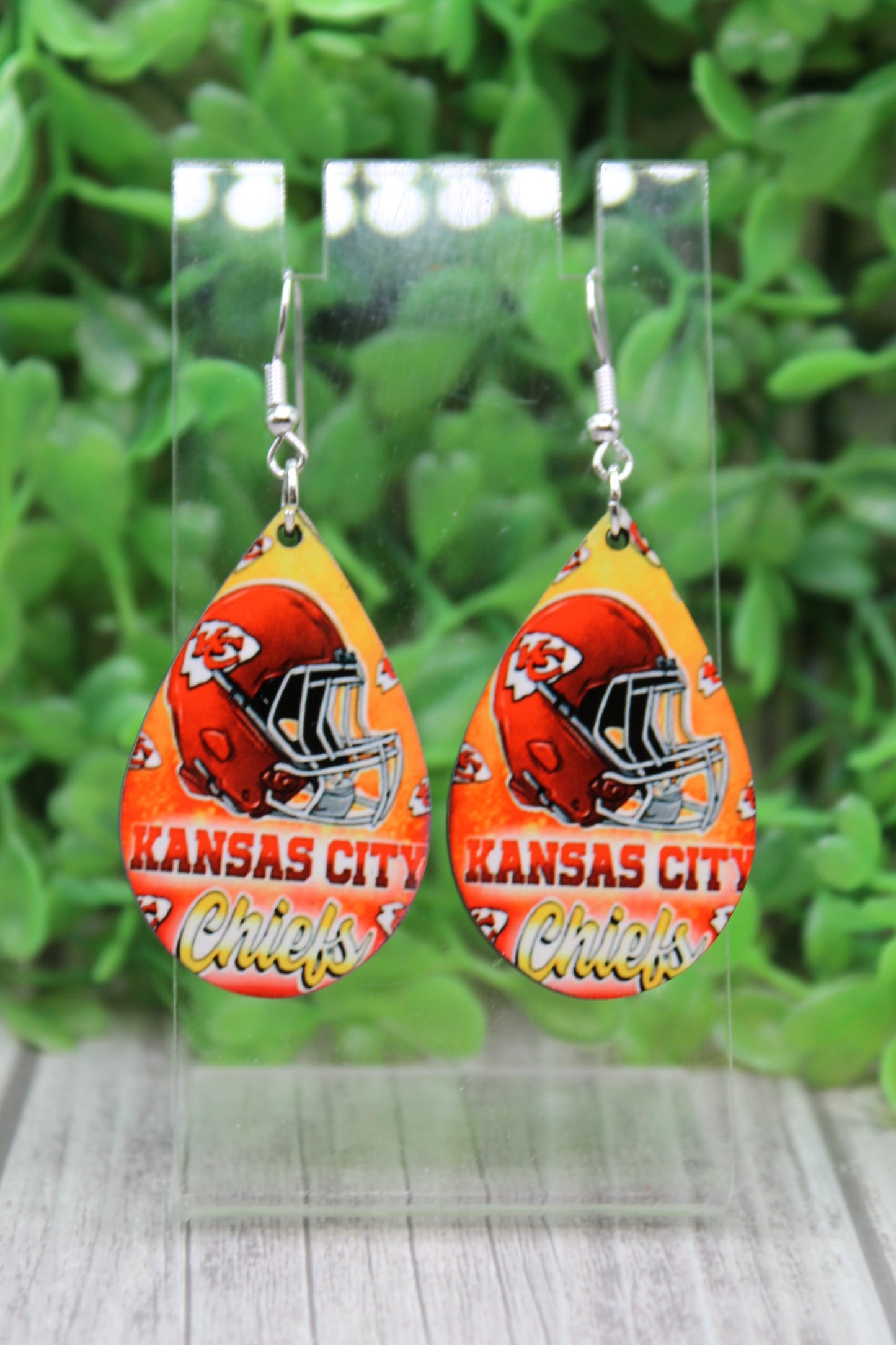 KC Chiefs Football Teardrop Dangle Earrings