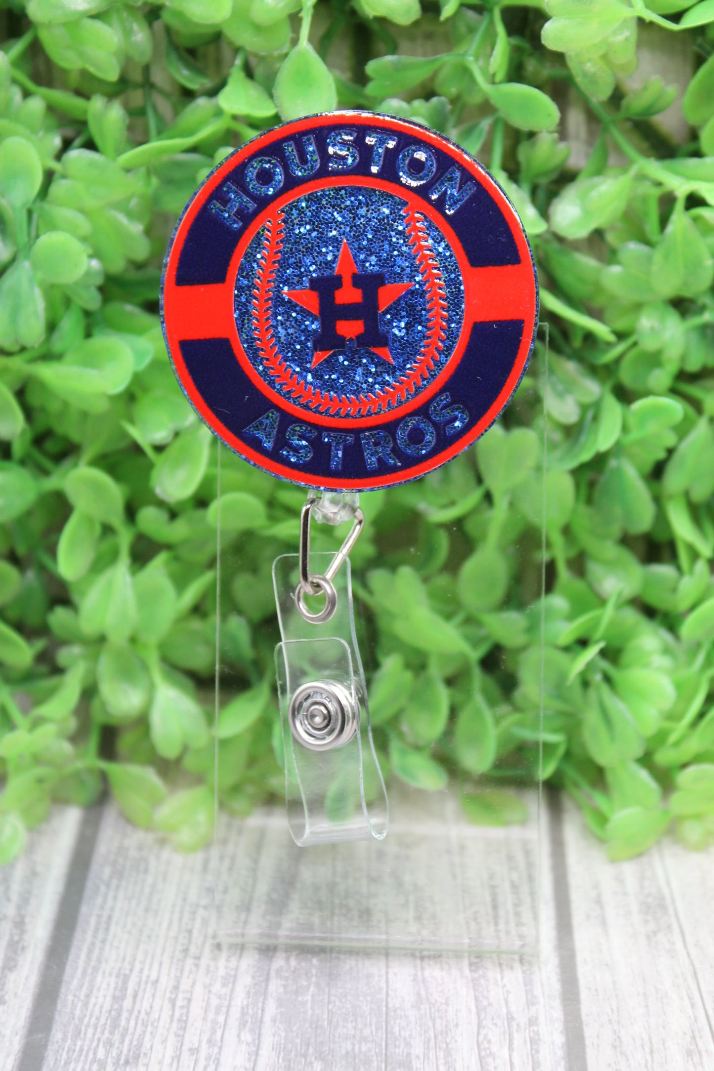 Houston Astros Baseball Circle Badge/ID Holder Reel