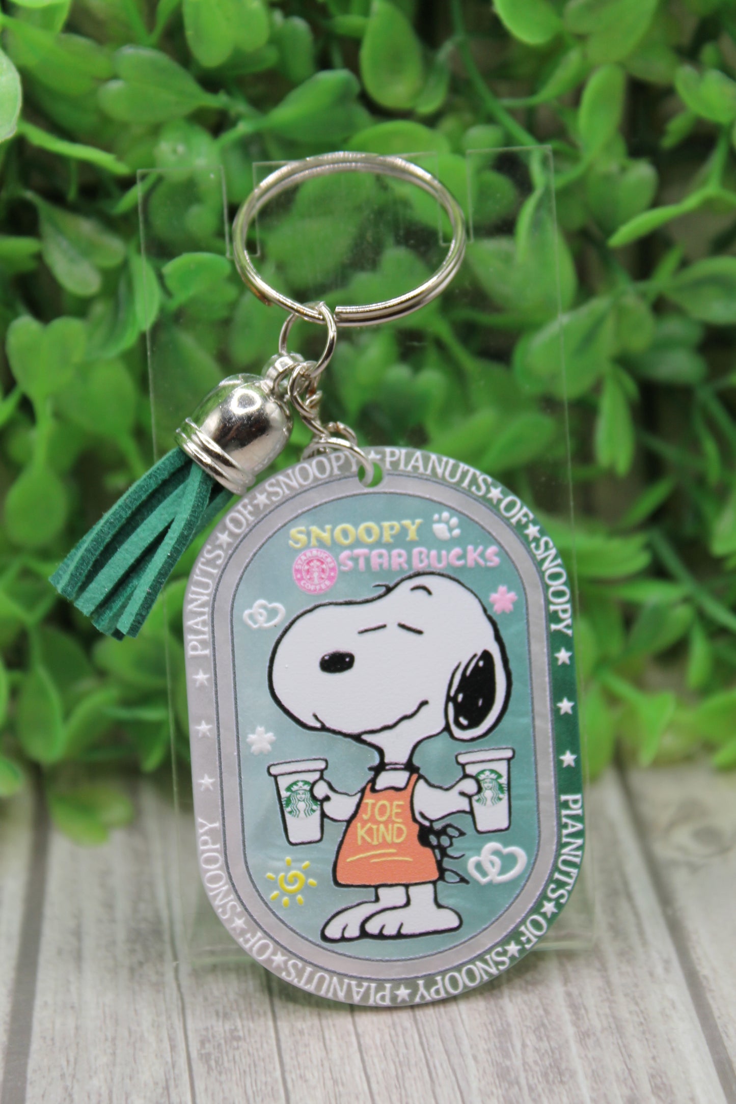 Coffee Dog - Green Double-Sided Tassel Keychain