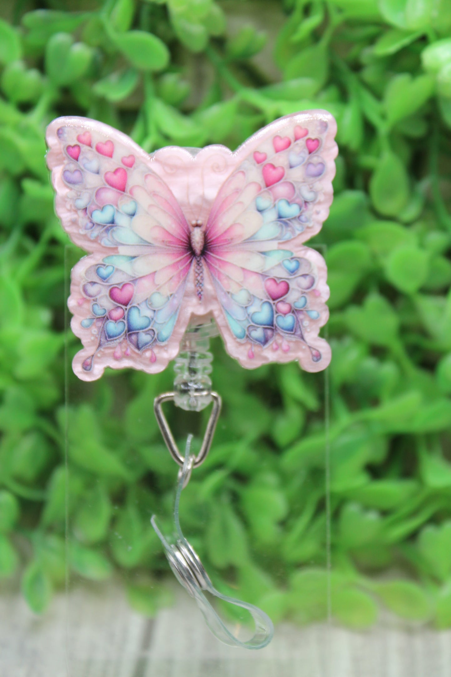 Beautiful Butterfly with Hearts Badge/ID Holder Reel