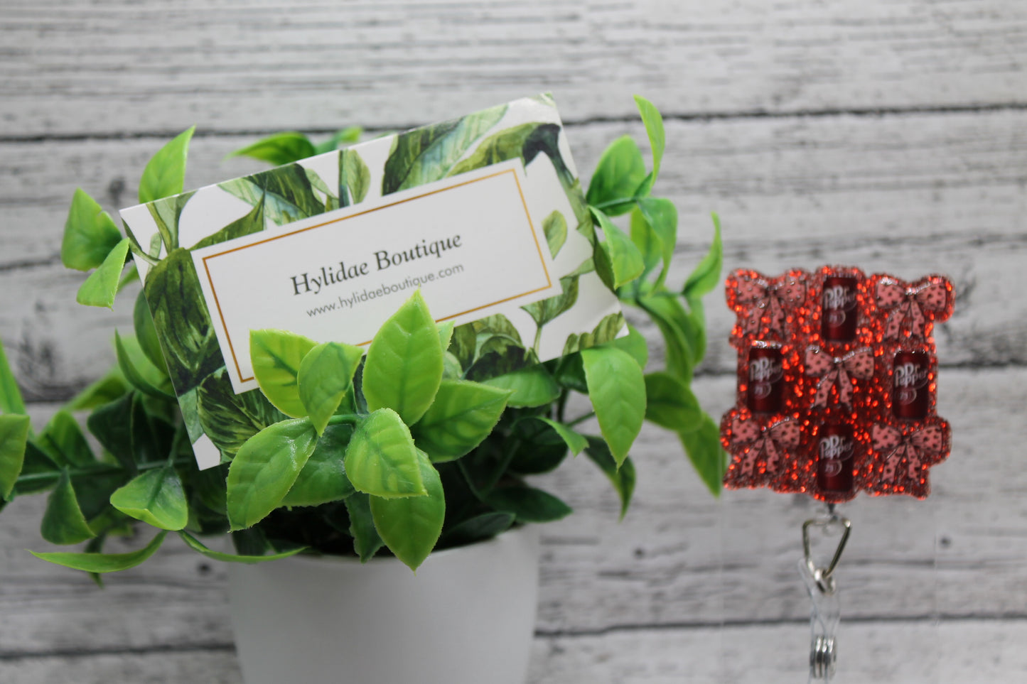 Dr Pepper & Bows on Red Glitter Badge Reel