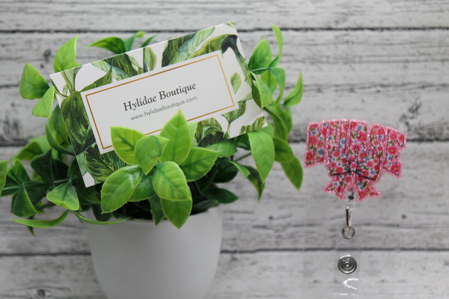 Floral Nurse with Bow Badge Reel
