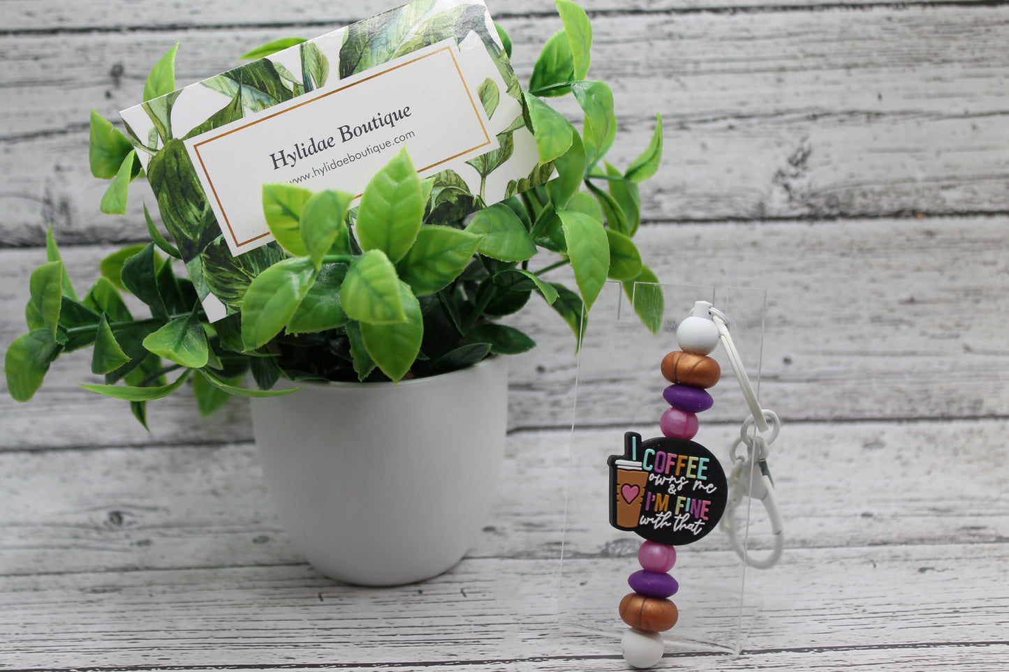 Coffee Owns Me Silicone Beaded Keychain