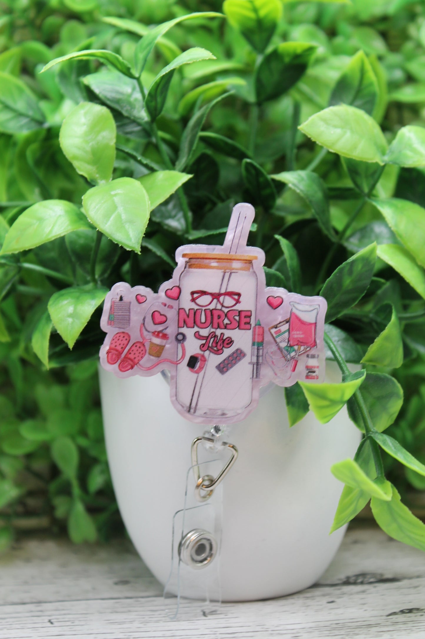 Nurse Collage Tumbler Badge Reel