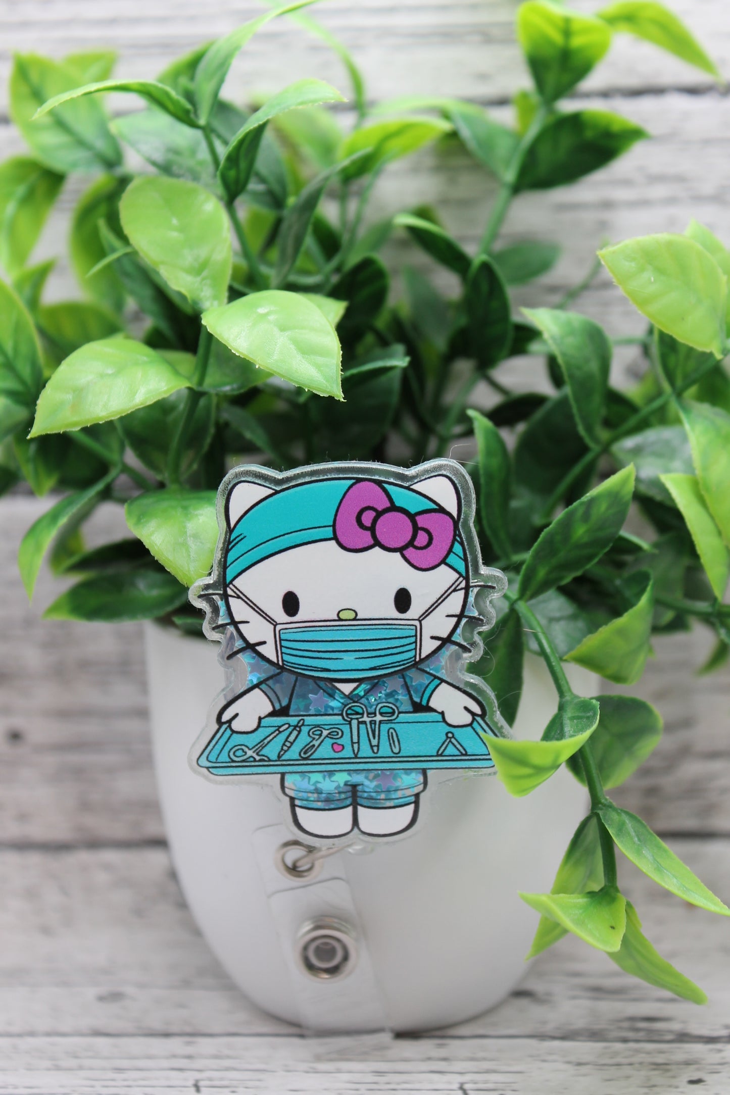 Surgical Tray Nurse Cat Shaker Badge Reel