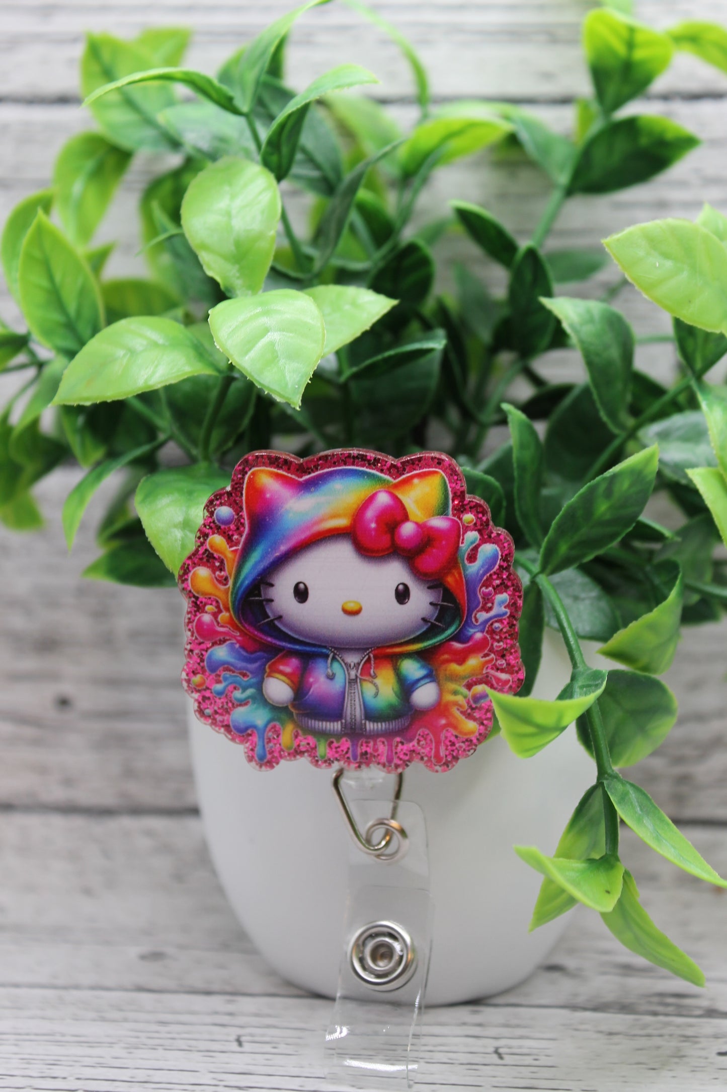 Color Splatter Cat Badge Reel