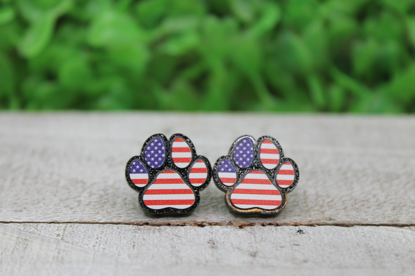 American Flag Paw Print Stud Earrings