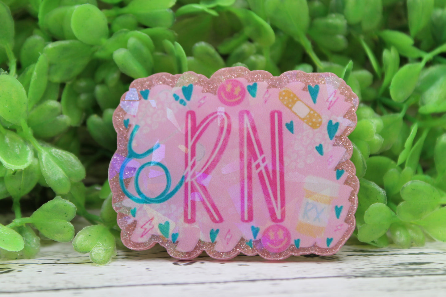 RN Pink Holographic Badge Reel