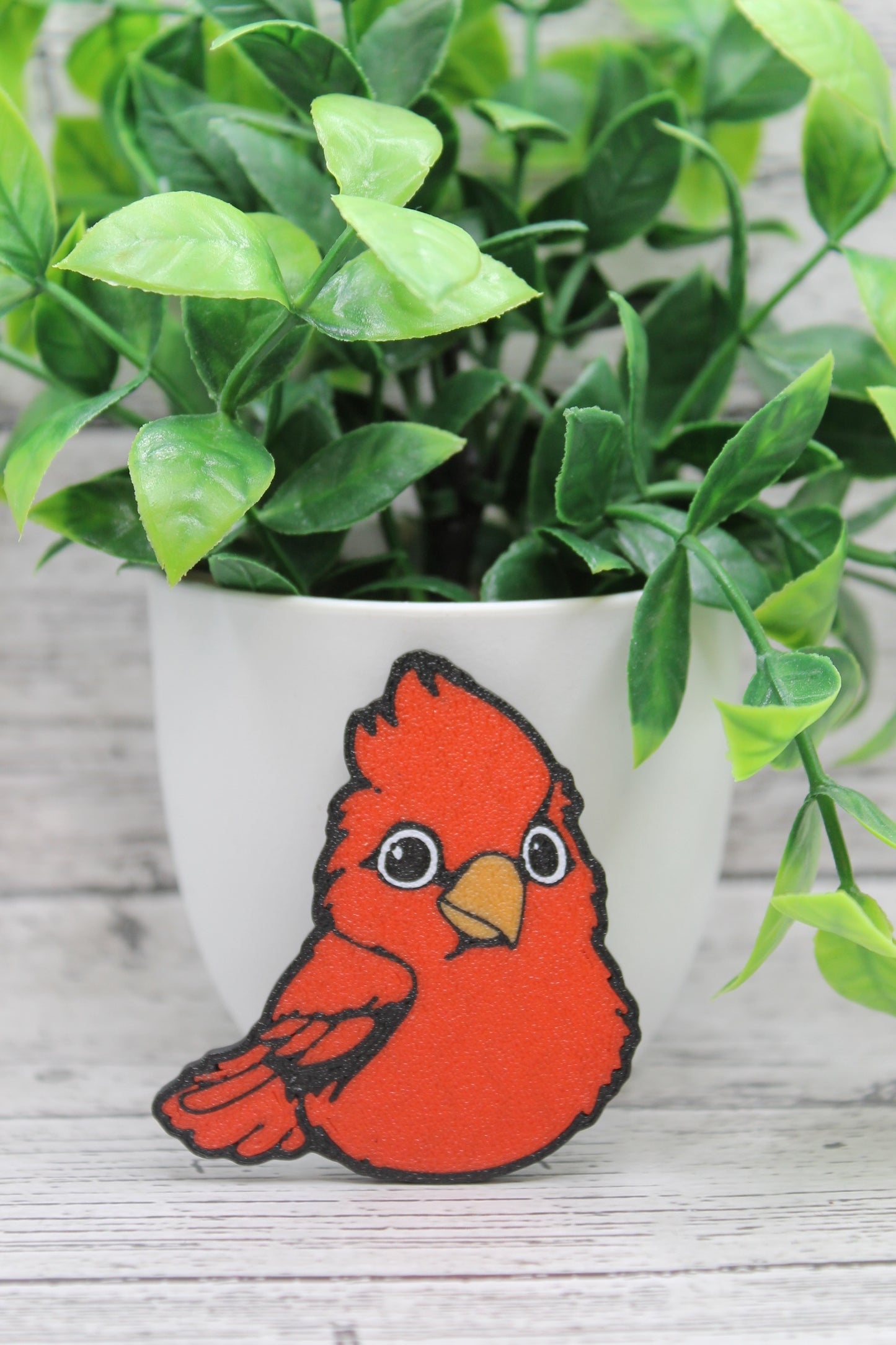 Cute Red Cardinal 3D Badge Reel