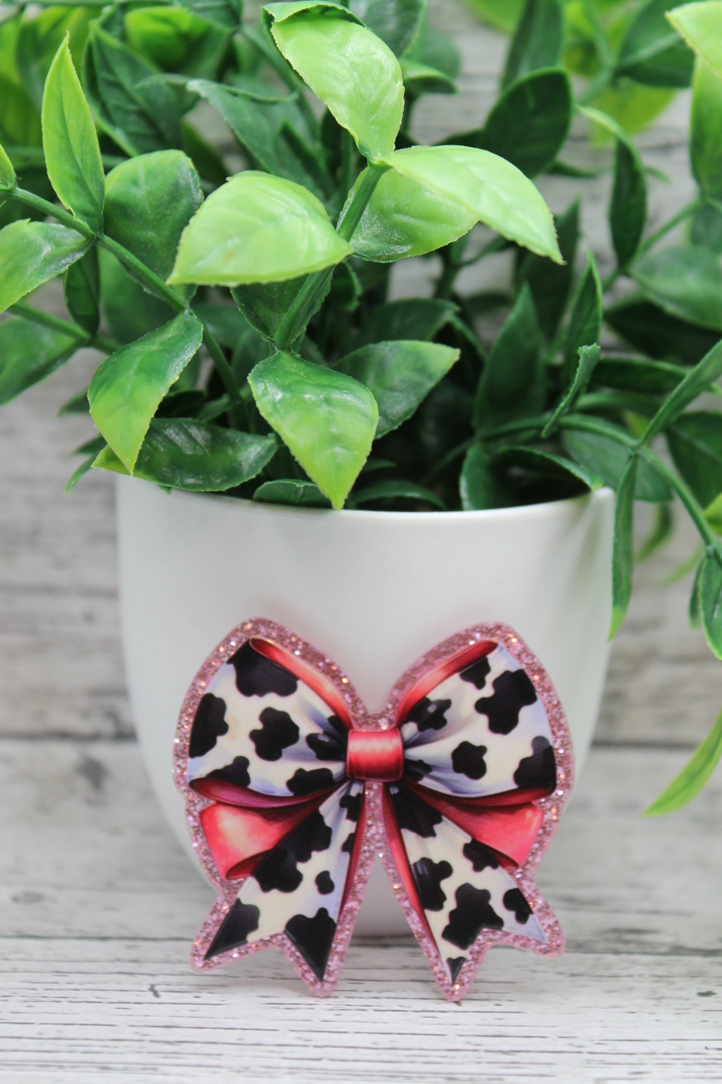 Cow & Pink Bow Badge Reel