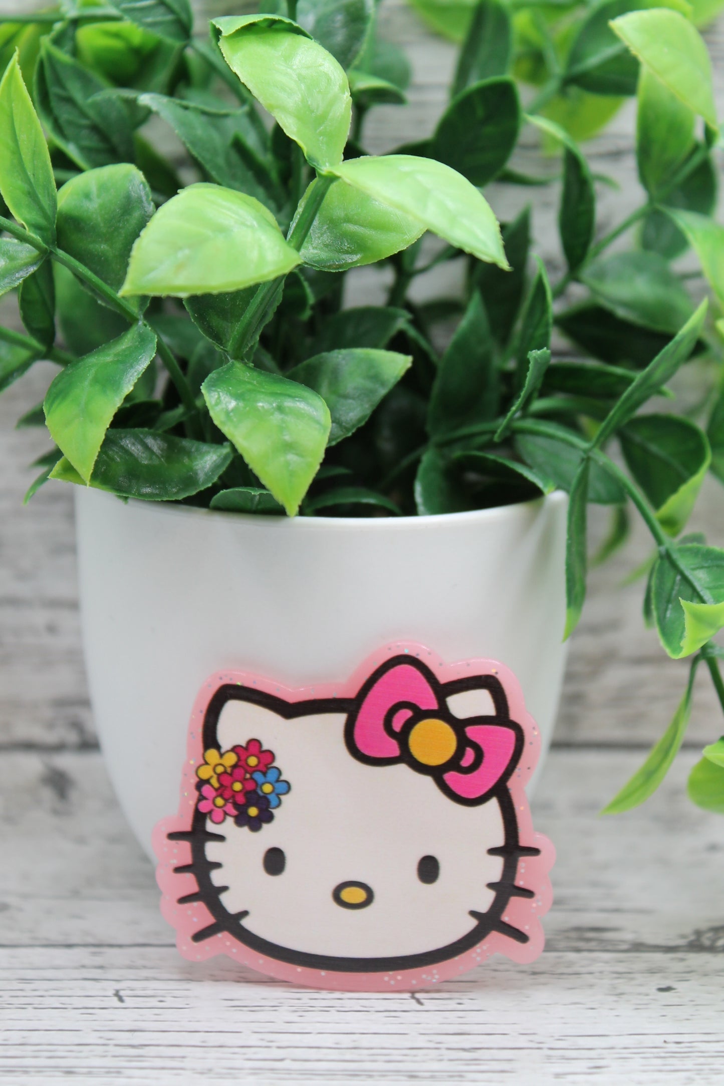 Floral Pink Bow Cat Badge Reel
