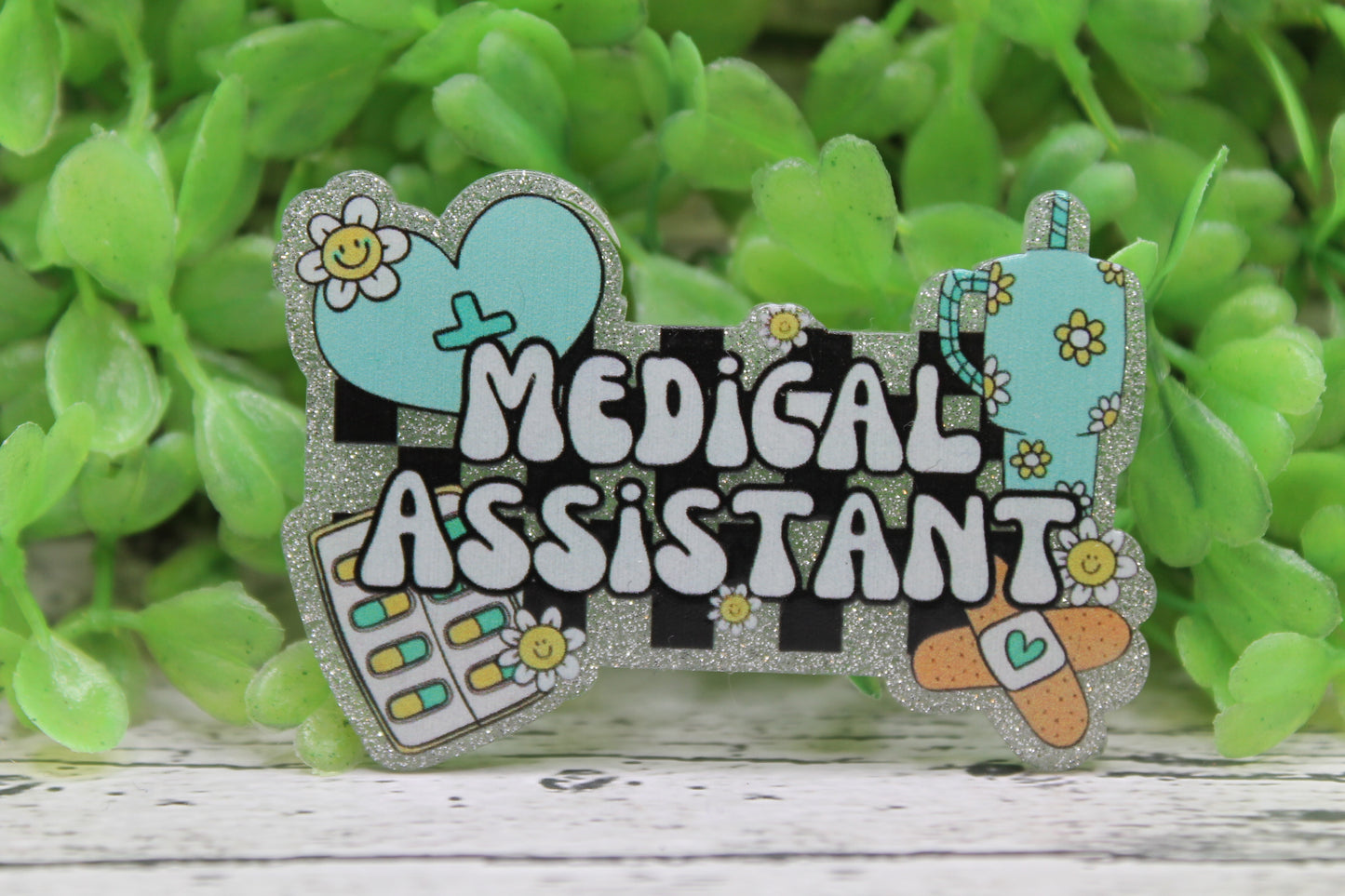 Medical Assistant Checkered Badge Reel