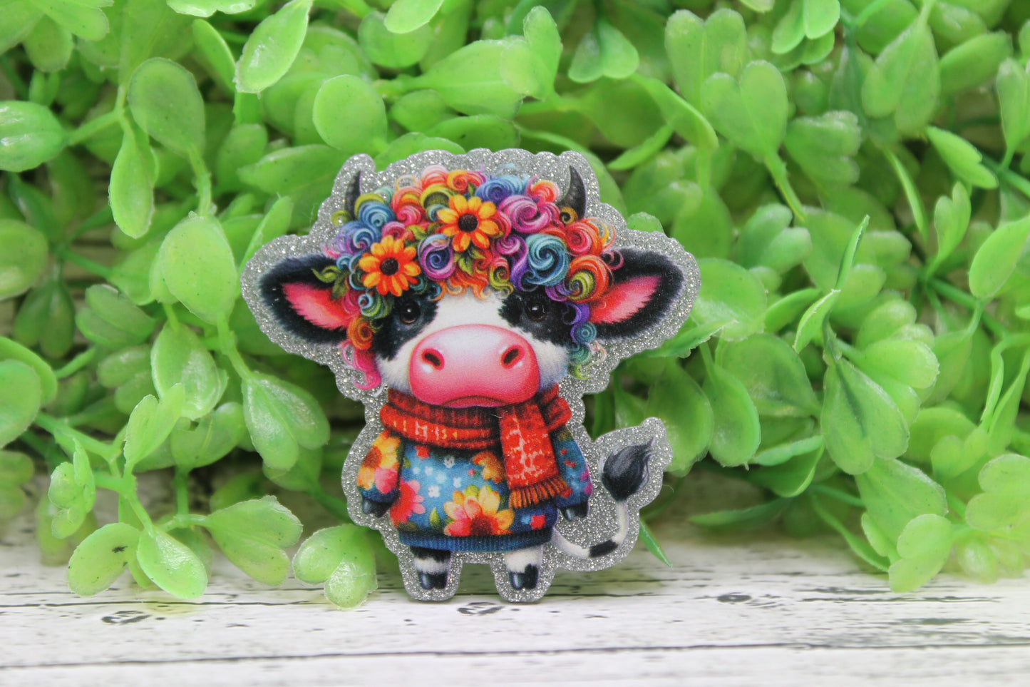 Floral Cow Badge Reel