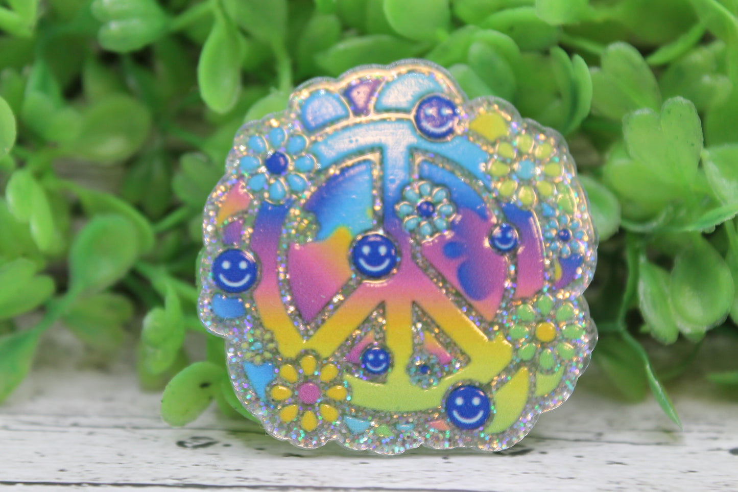 Floral Peace Sign Badge Reel