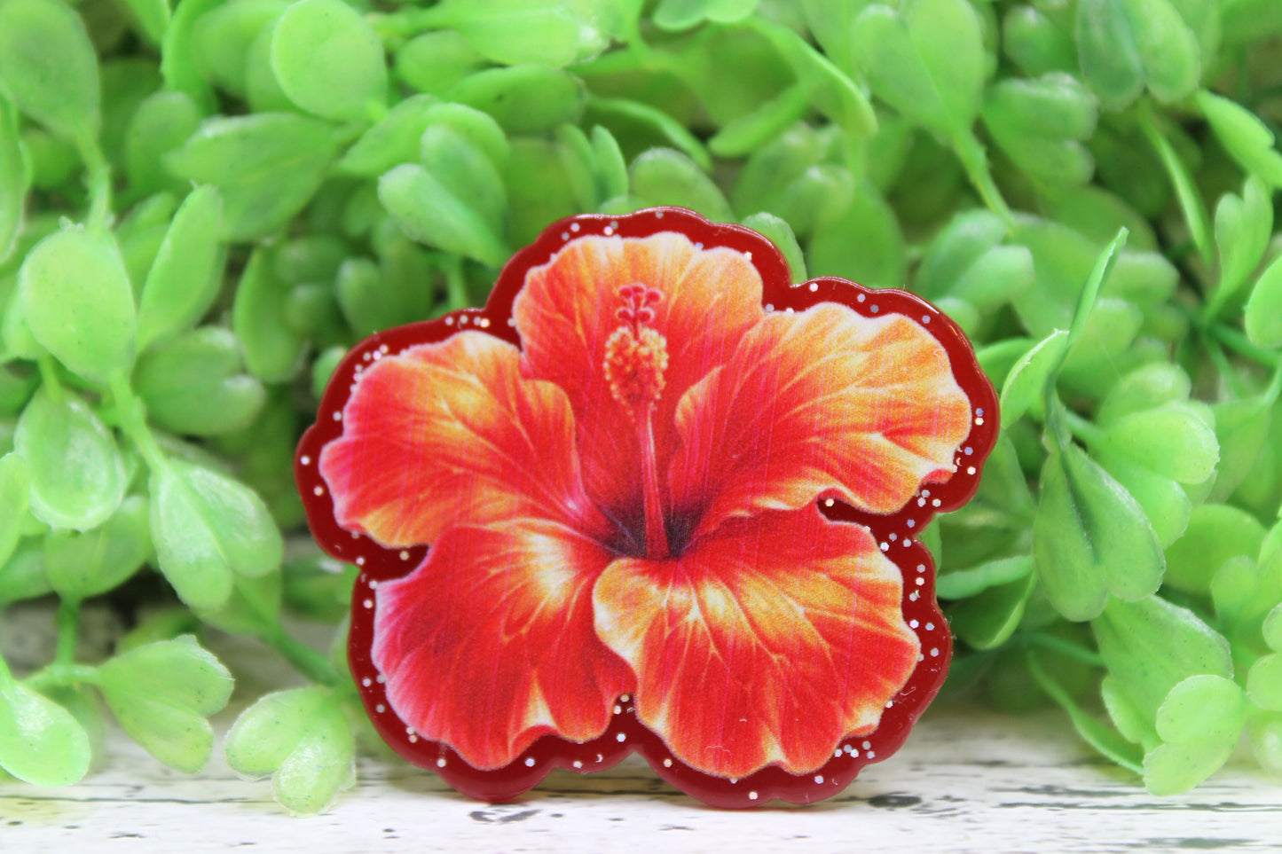 Orange Hibiscus Flower Badge Reel