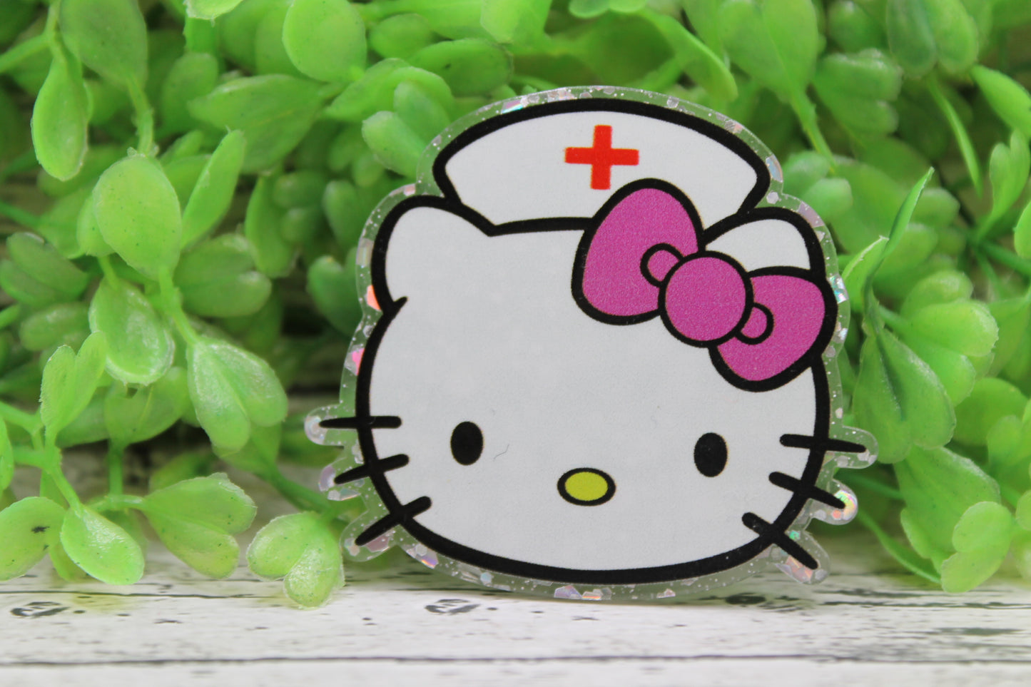 Nurse Cat with Pink Bow Badge Reel