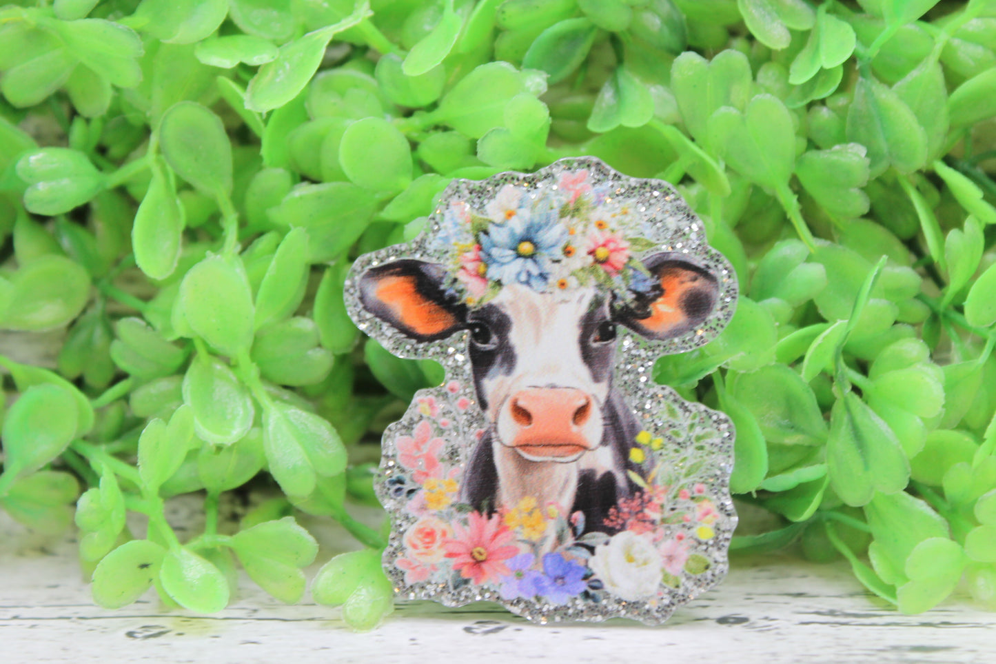 Floral Cow Badge Reel