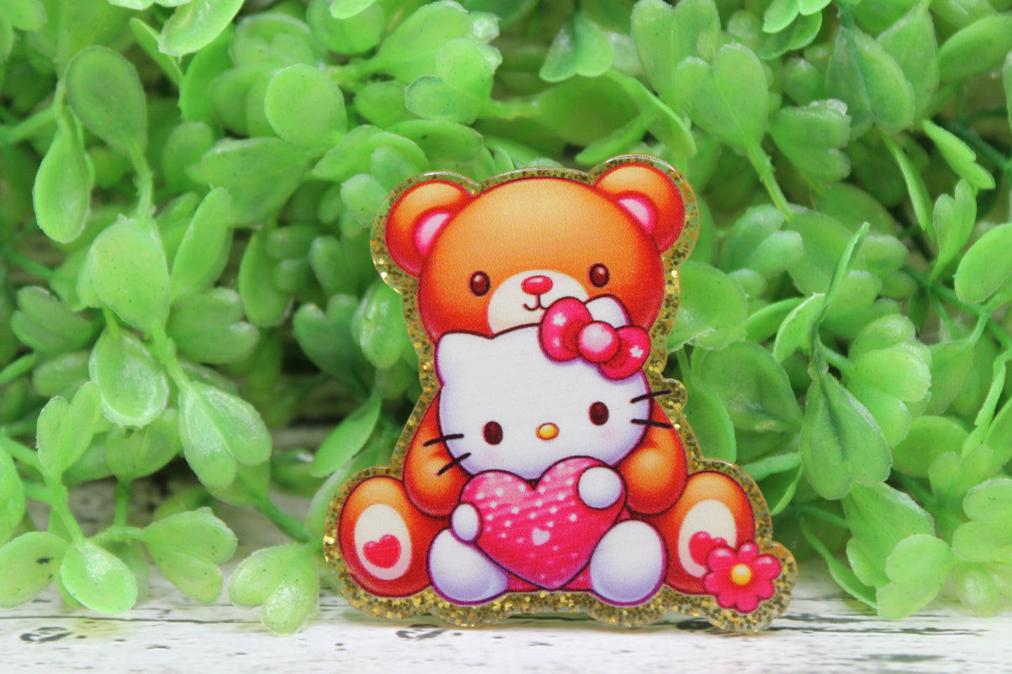 Teddy Bear and Cat Badge Reel