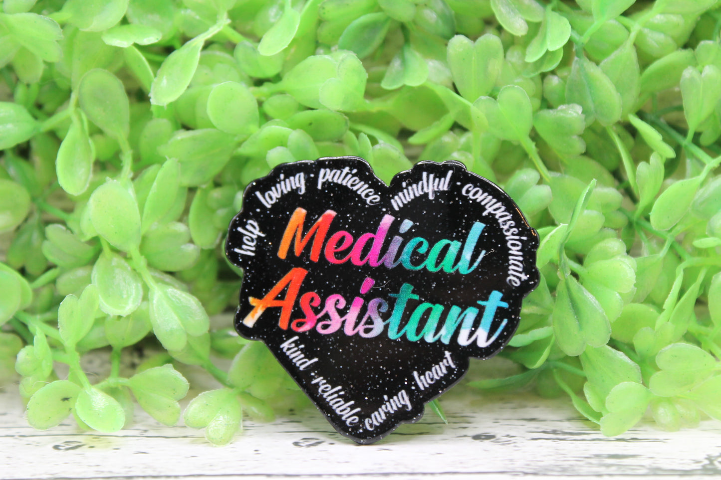 Medical Assistant Black Heart Badge Reel