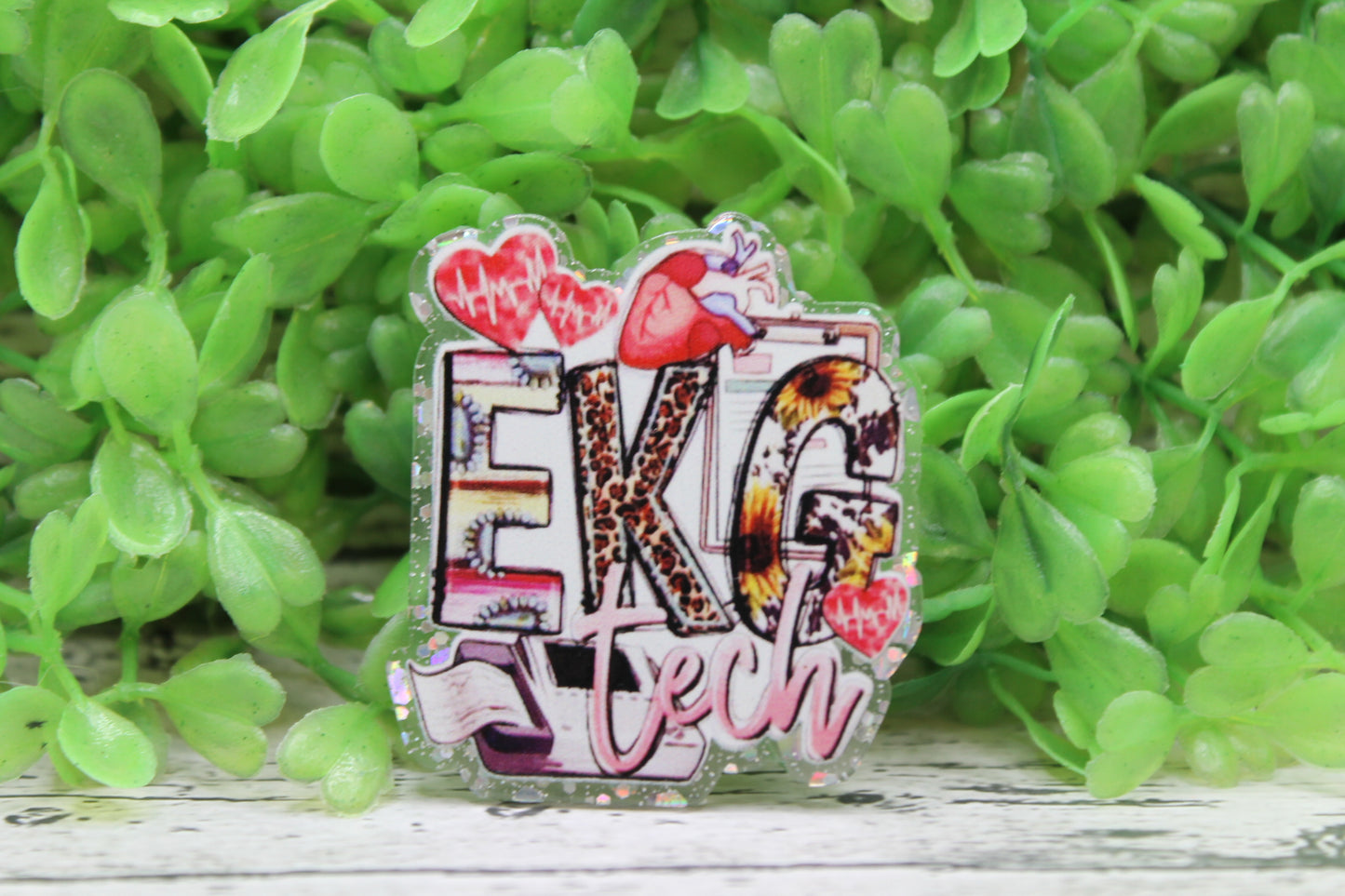 EKG Tech on White Badge Reel