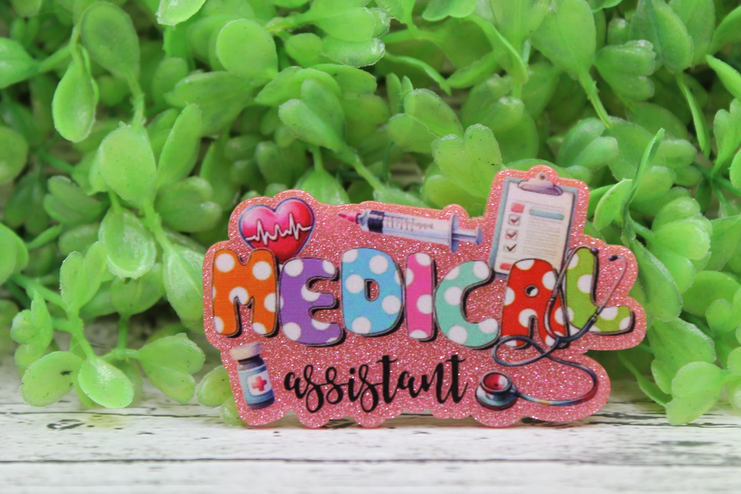 Medical Assistant Polka Dots Badge Reel