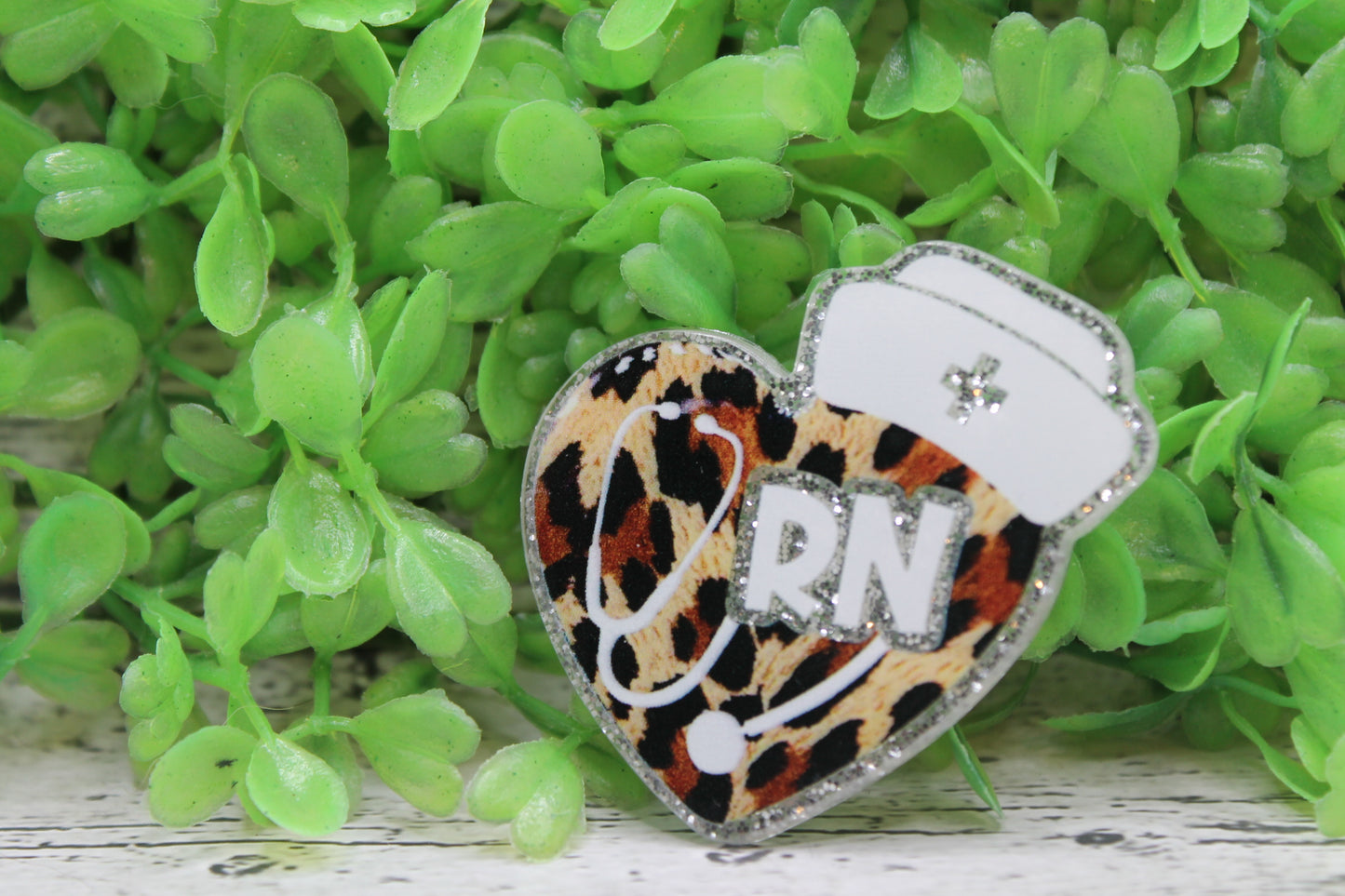 RN Leopard Heart Stethoscope Badge Reel