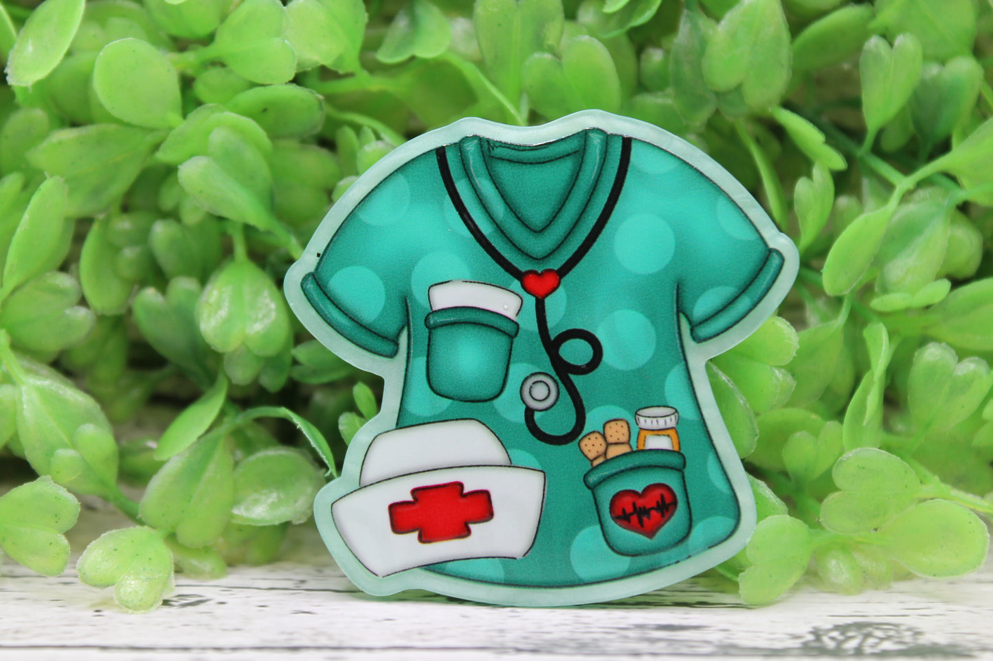 Teal Medical Scrubs Badge Reel