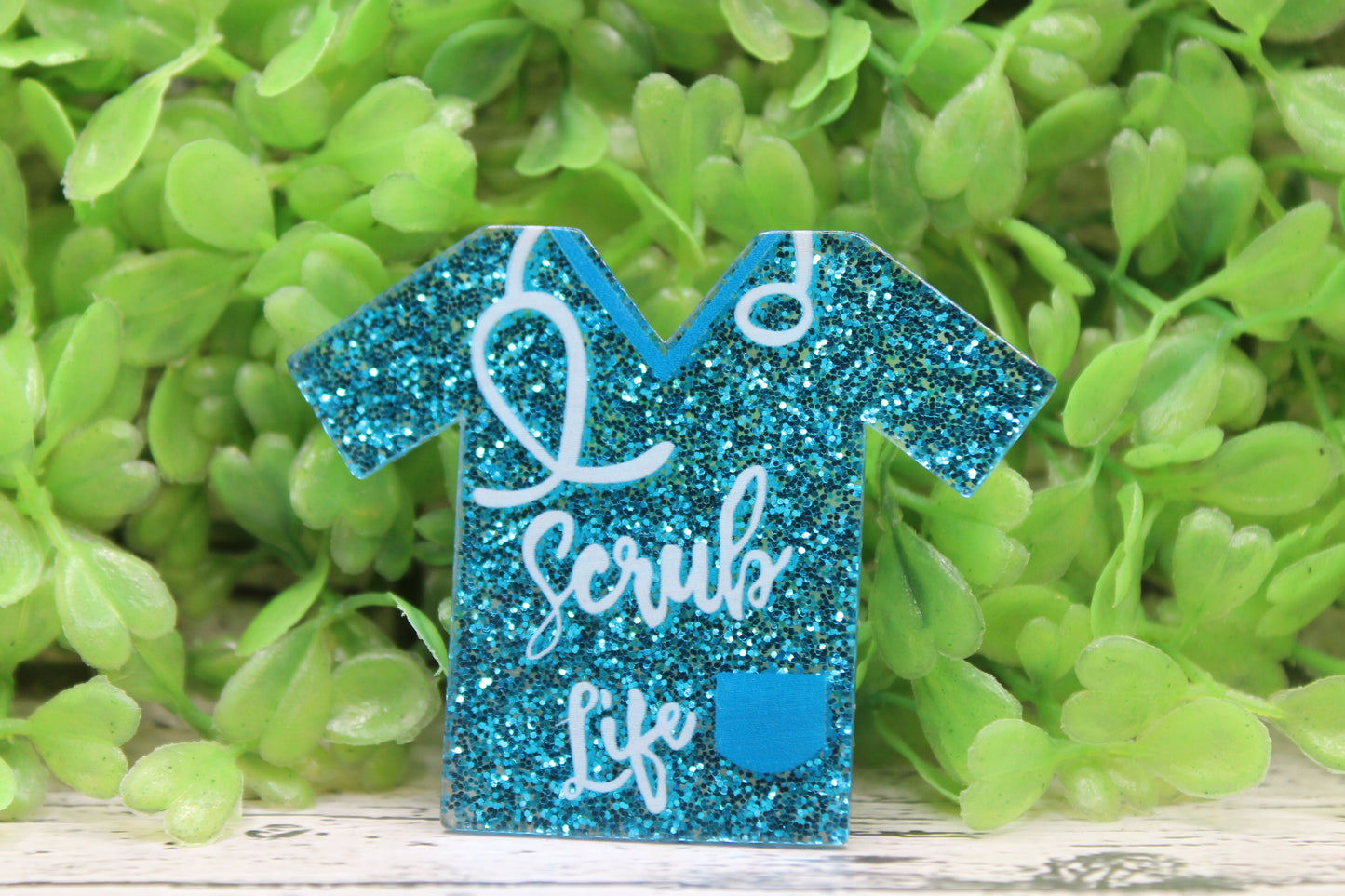 Scrub Life Blue Glitter Badge Reel