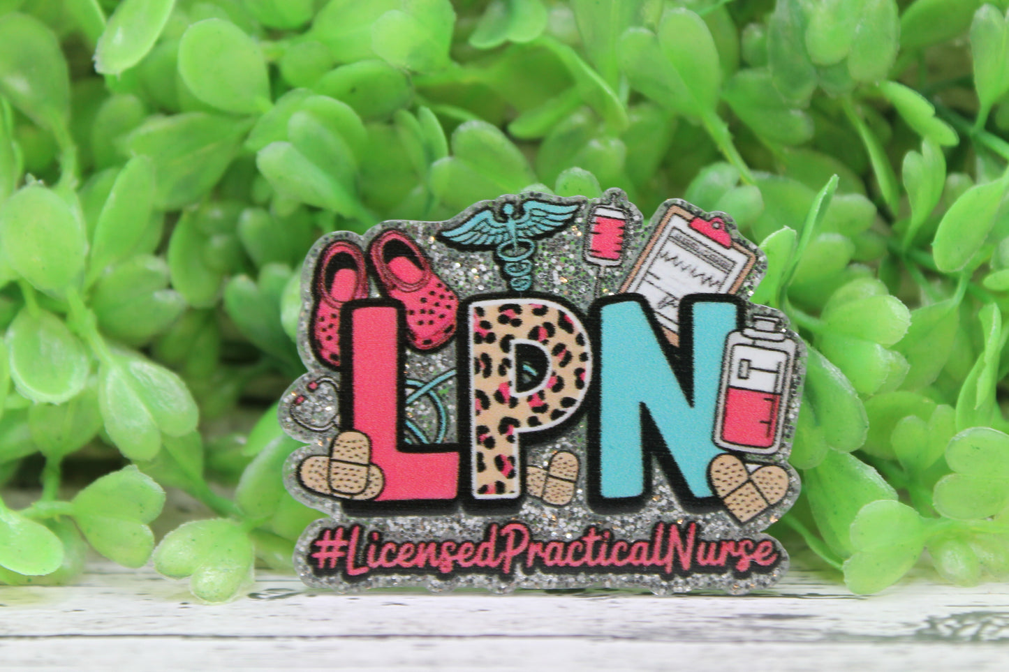 LPN Pink, Blue & Leopard Badge Reel