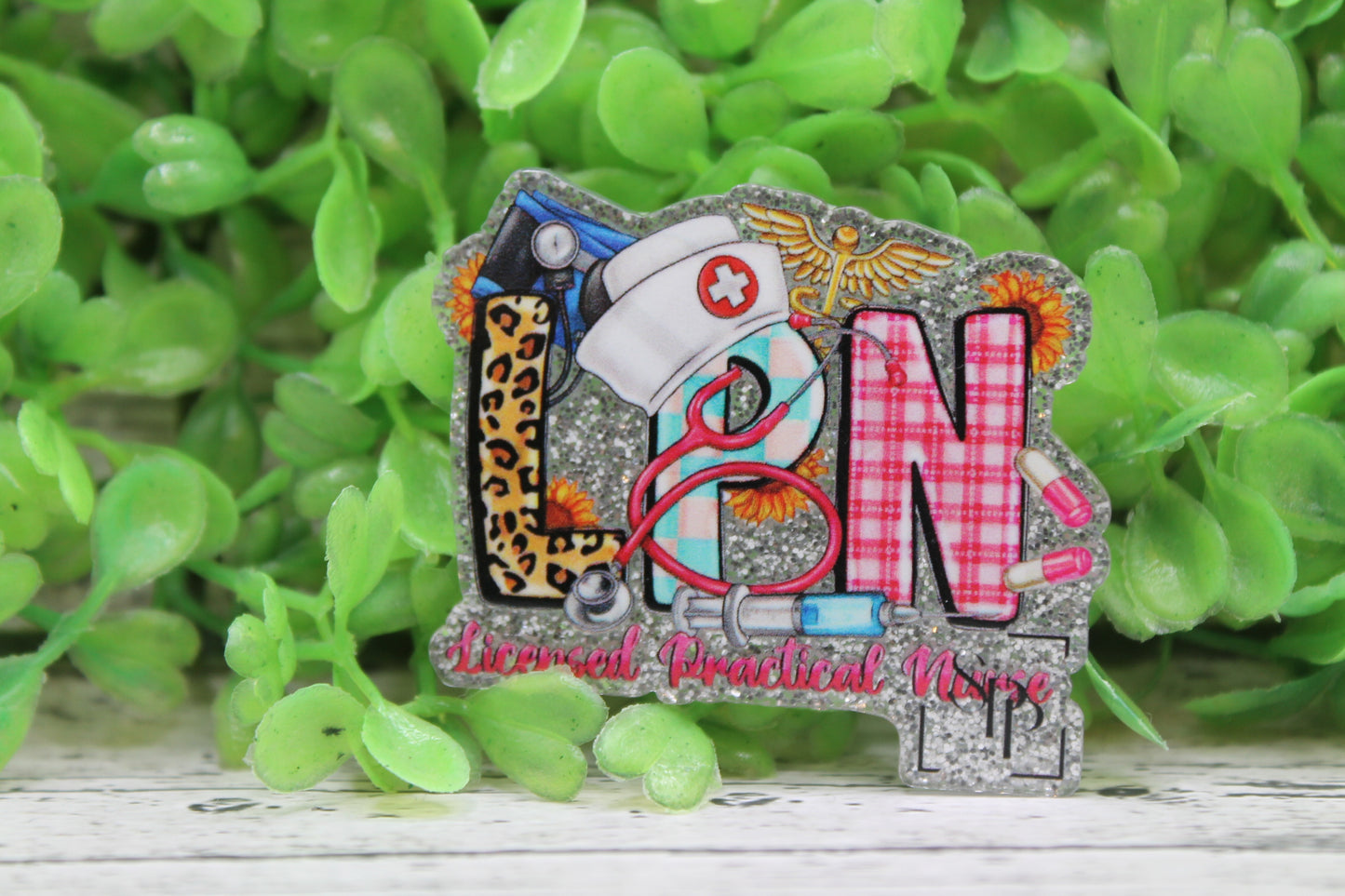 LPN Pink Plaid & Leopard Badge Reel