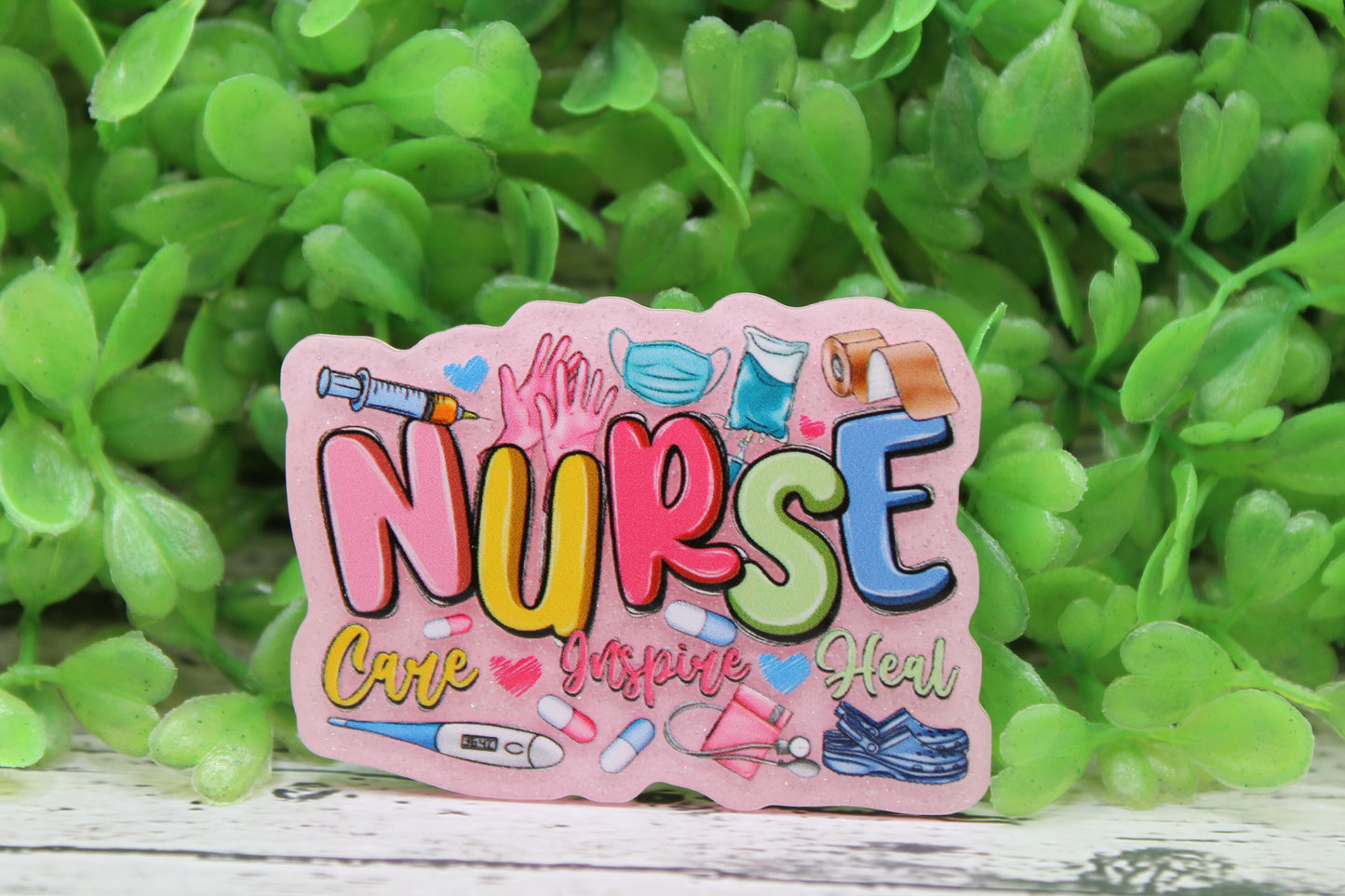 NURSE on Pink Love Inspire Heal Badge Reel