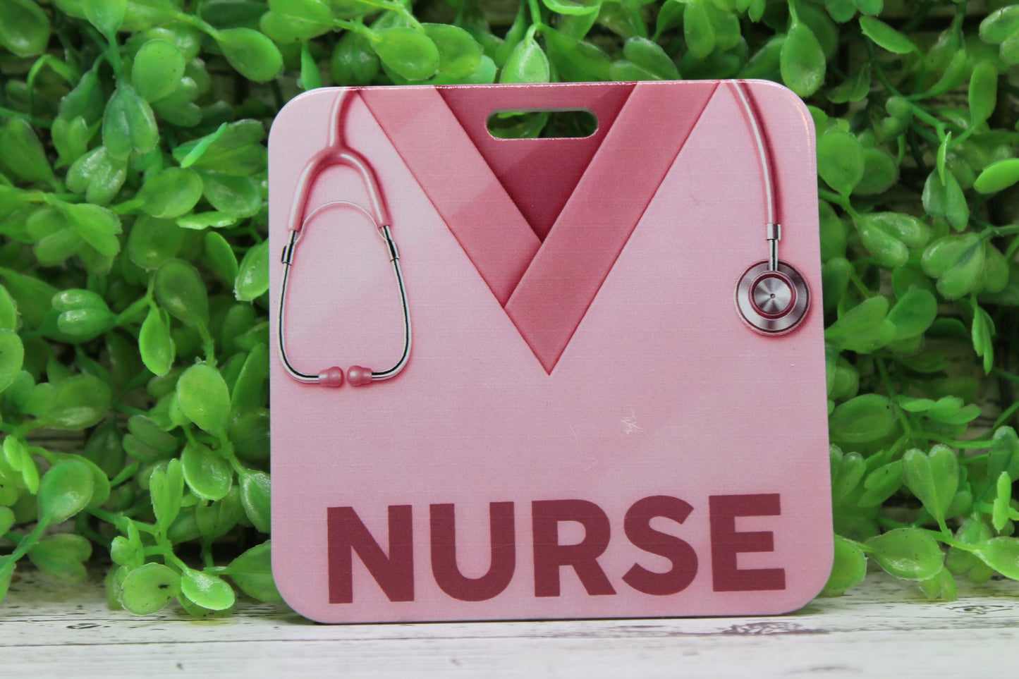 NURSE Pink Scrubs Badge Buddy