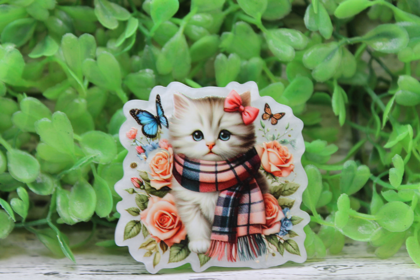 Cute Floral Cat Badge Reel