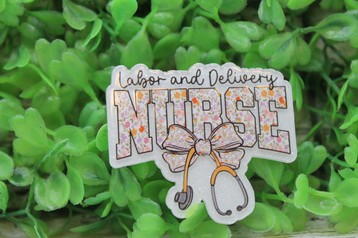 Labor and Delivery Nurse Bow Stethoscope Badge Reel