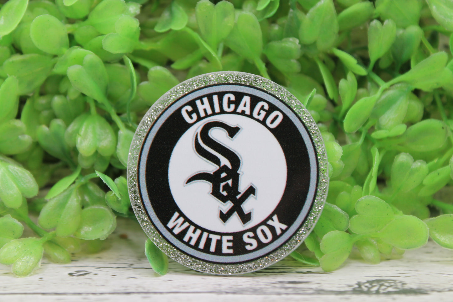 White Sox Baseball Circle Silver Badge Reel