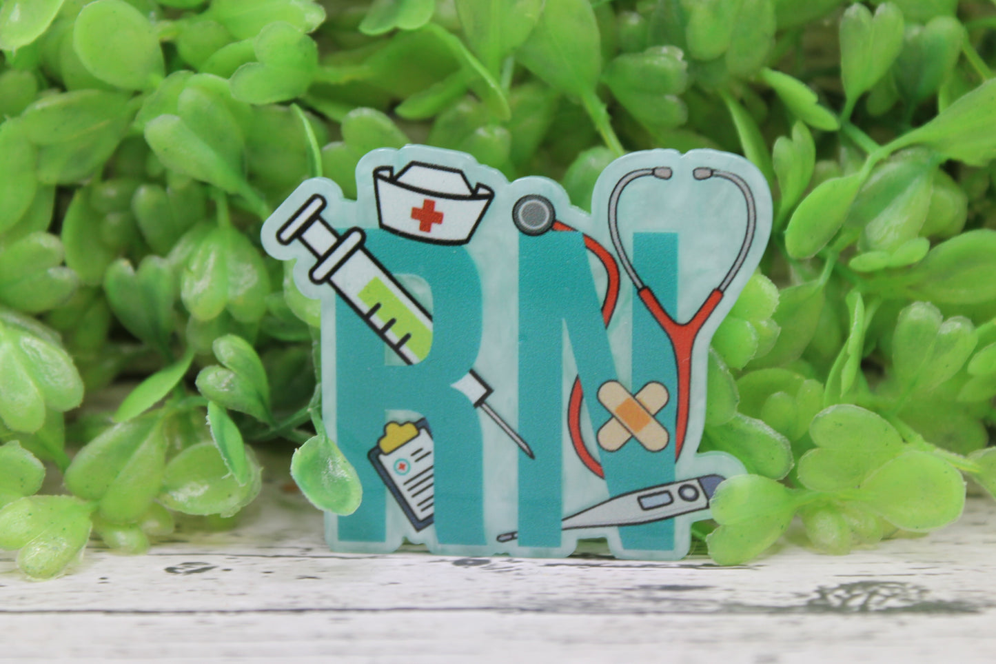 RN - Registered Nurse Teal with Stethoscope Badge Reel