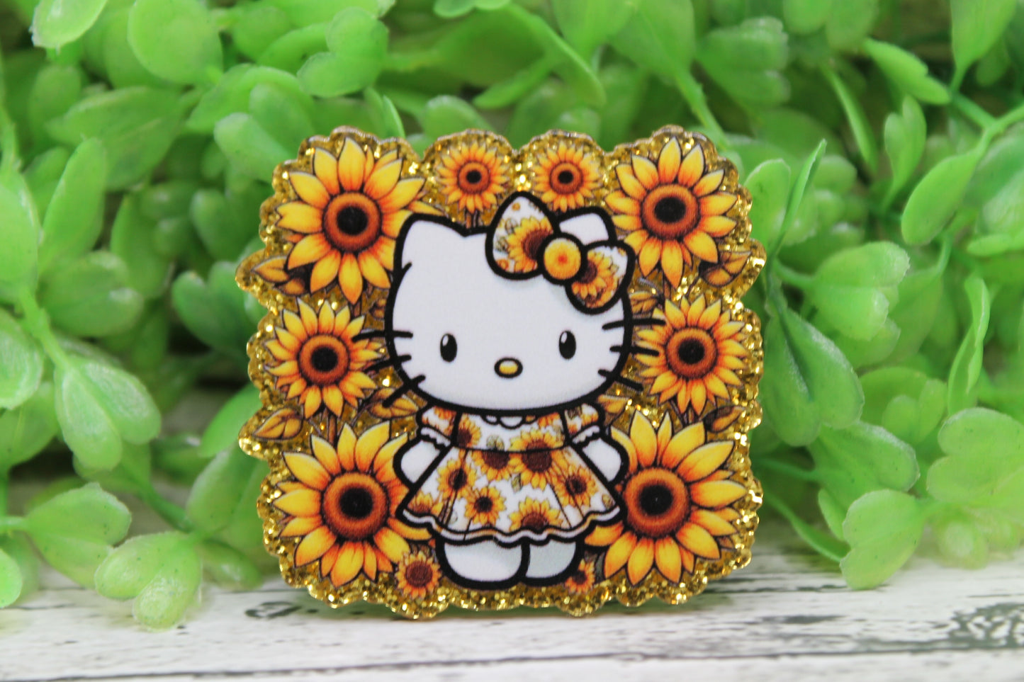 Sunflower Cat Badge Reel