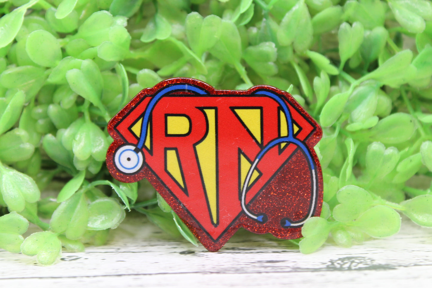 RN Super Nurse Stethoscope Badge Reel