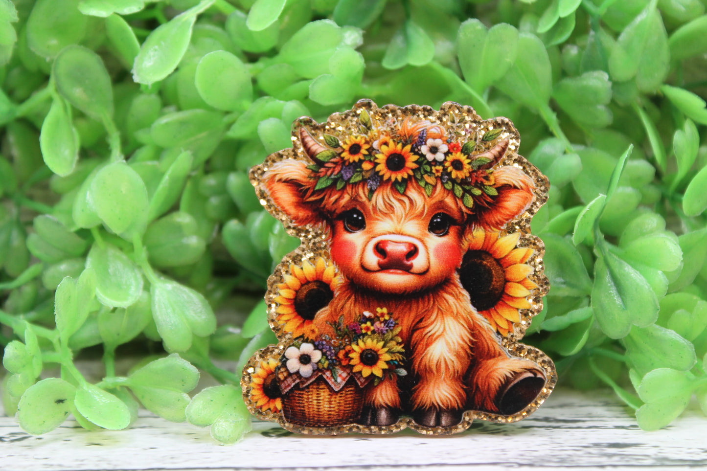 Floral Crown Highland Cow Badge Reel