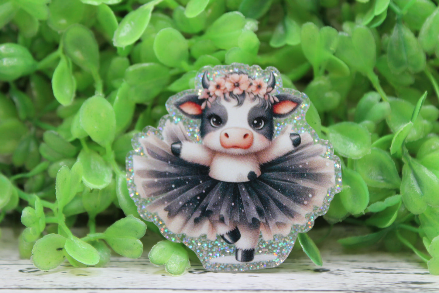 Cow in Gray Tutu Badge Reel