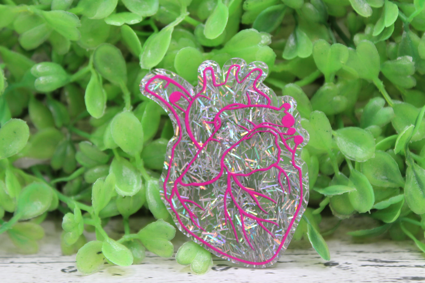 Silver & Pink Heart Badge Reel